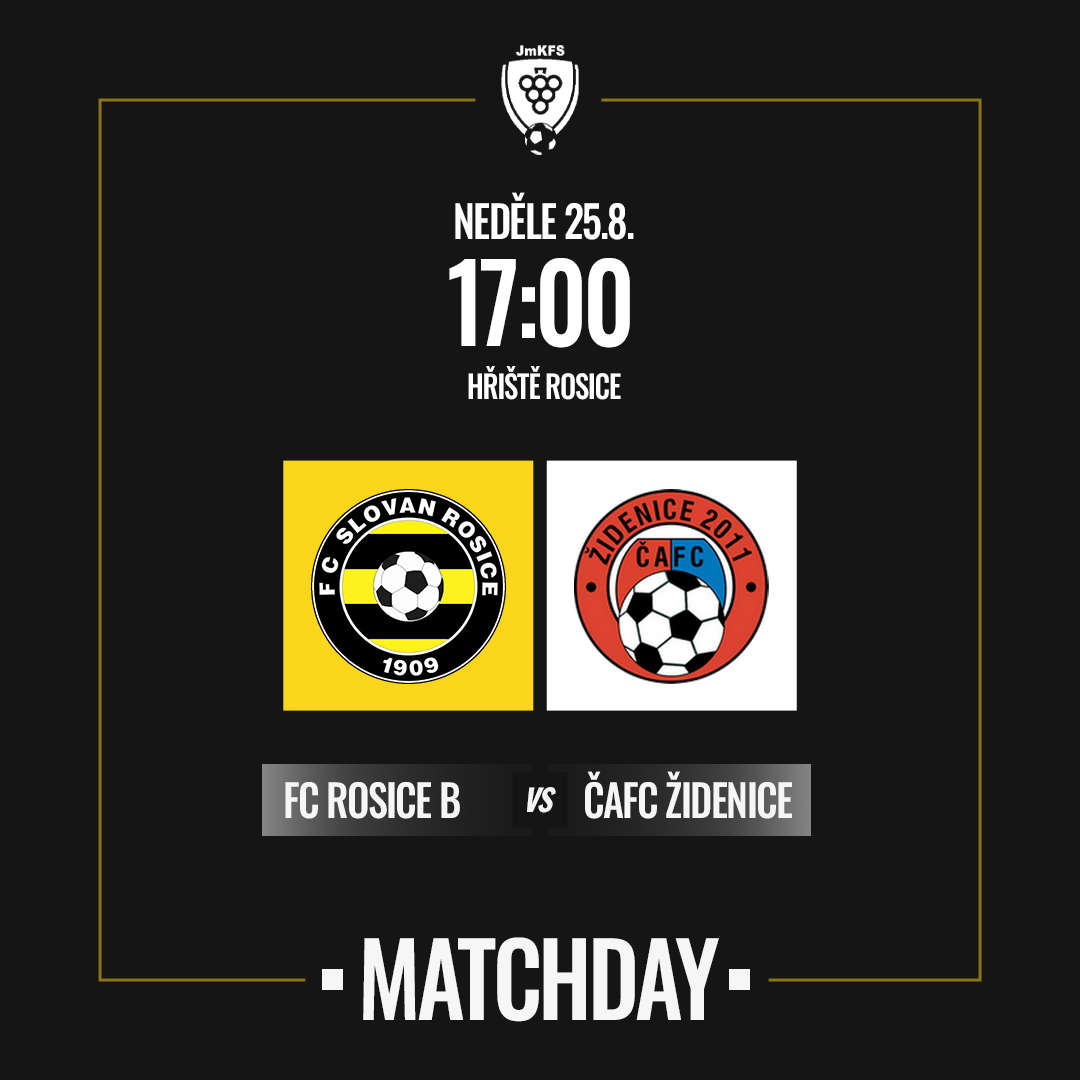 B-tým přivítá v neděli v 17h ⚔️ČAFC Židenice.