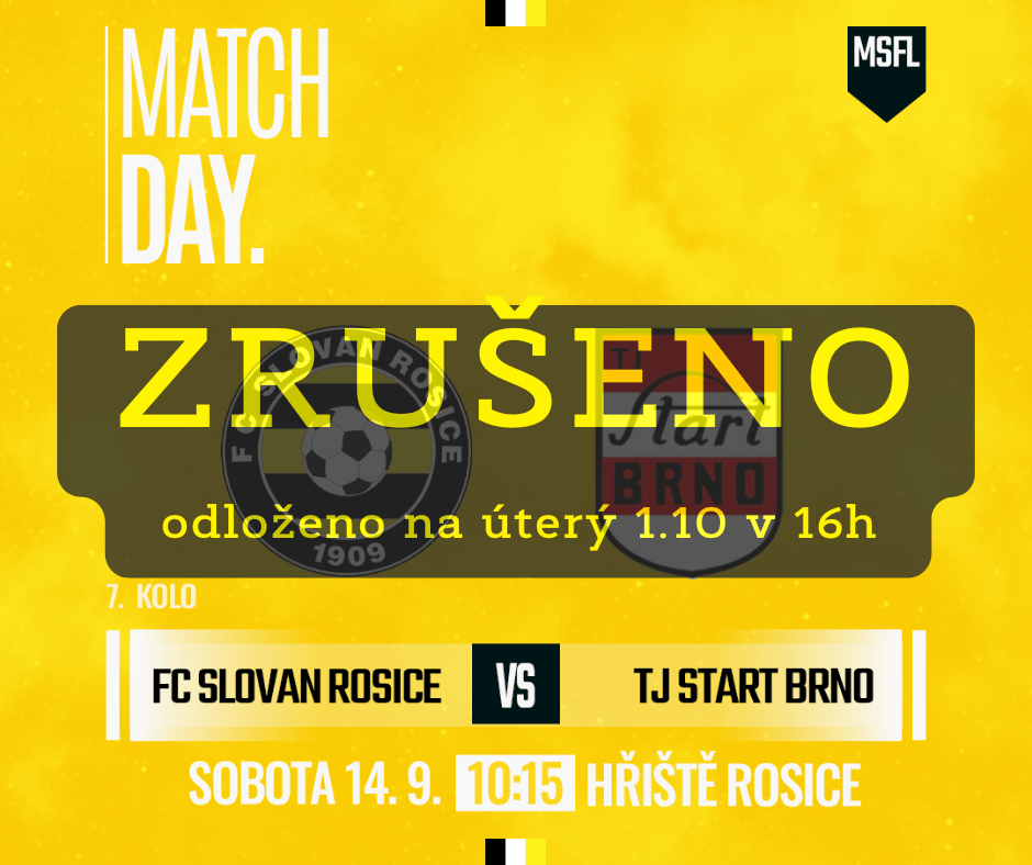 Zápas se Startem odložen na 1.10 v 16h&nbsp;❌