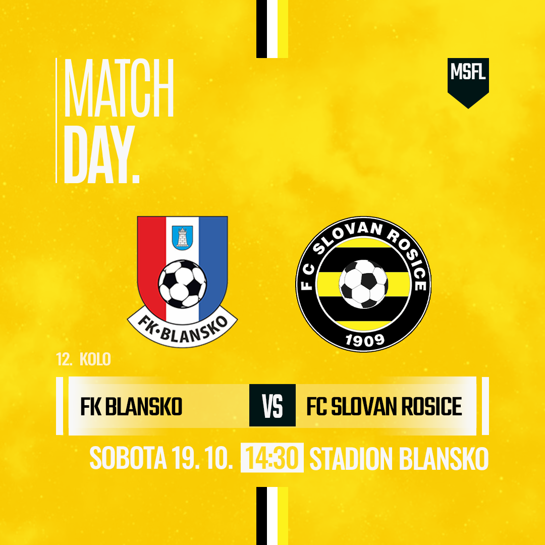 Tradiční souboj proti FK Blansko v sobotu 19.10 od 14:30h  ⚔️