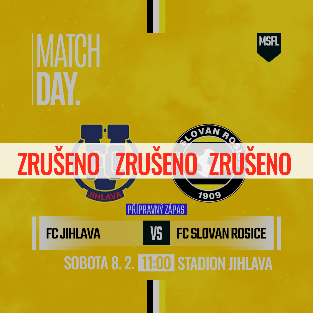 Přípravné utkání s FC Vysočina Jihlava zrušeno ❌